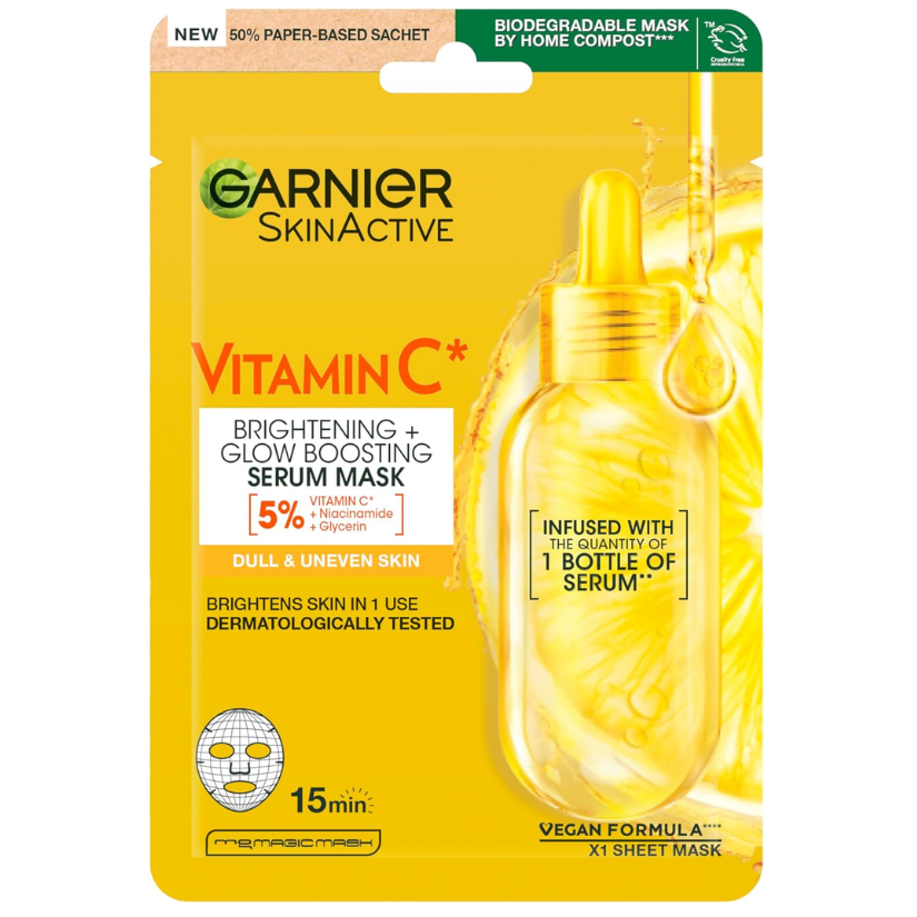 Garnier Vitamin C Brightening & Glow Boosting Serum Sheet Face Mask38g